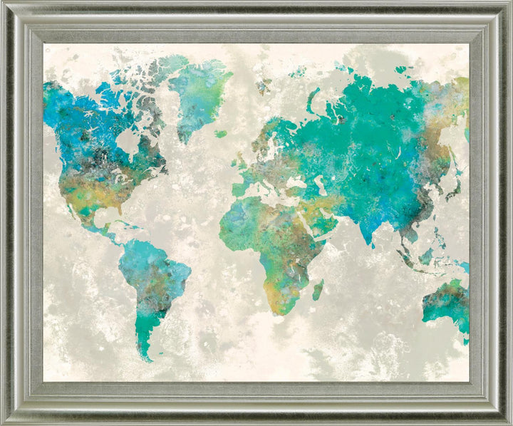 Aqua Atlas - 28" x 34" Framed Wall Art