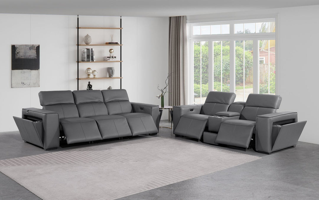 1224 - 6-Piece Modular Power Reclining Sofa And Console Loveseat Set In With 5 Power Recliners &amp; Power Headrests