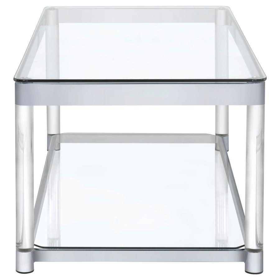 Anne - Rectangular Glass Top Acrylic Leg Coffee Table - Chrome