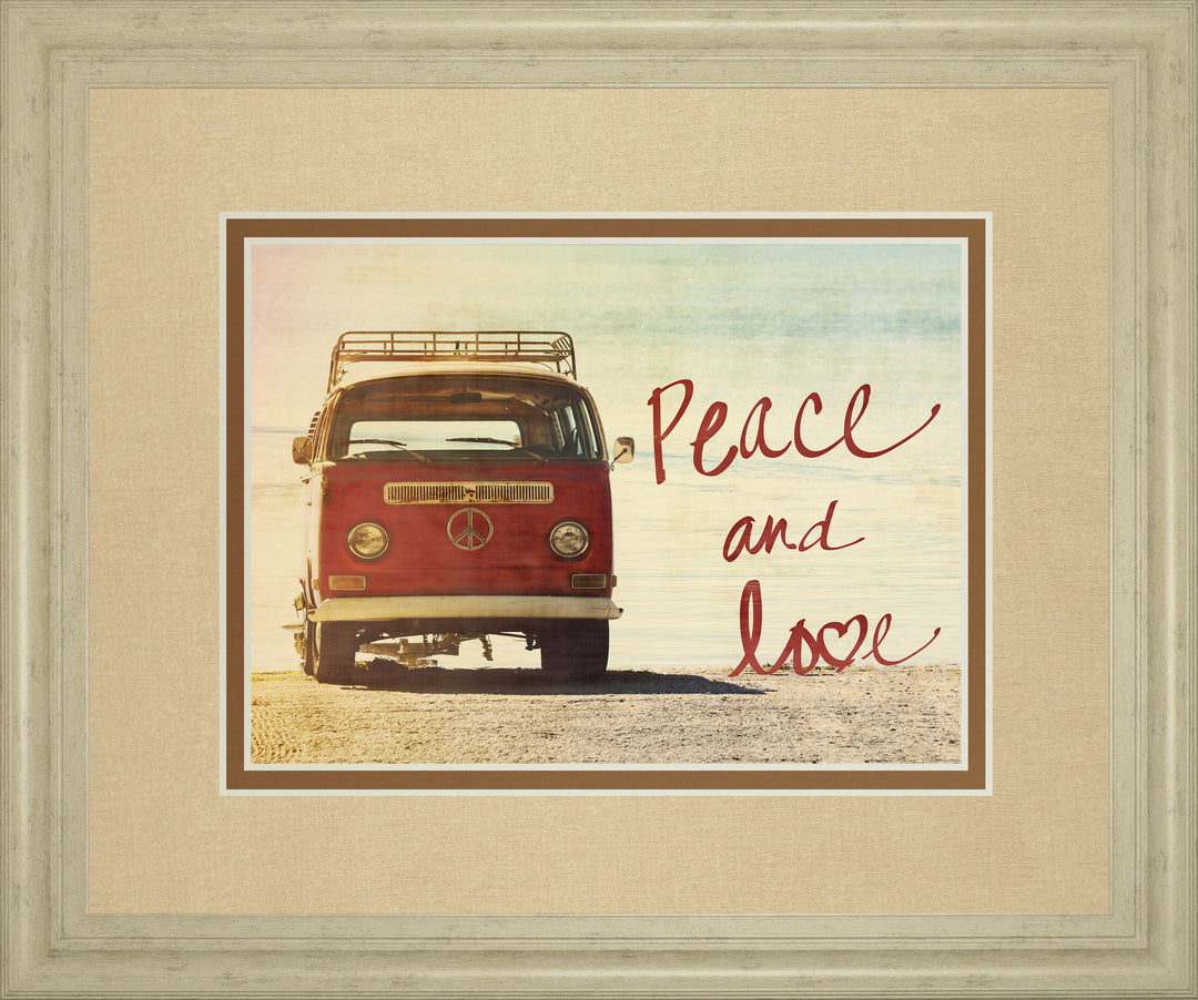 Peace And Love By Gail Peck - Framed Print Wall Art - Red