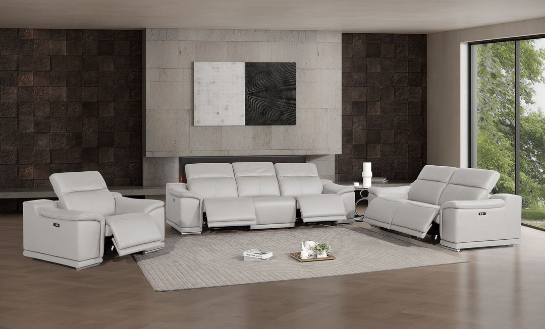 2679 - Power Reclining Sofa, Loveseat &amp; Chair Set In Genuine Leather (5 Recliners)