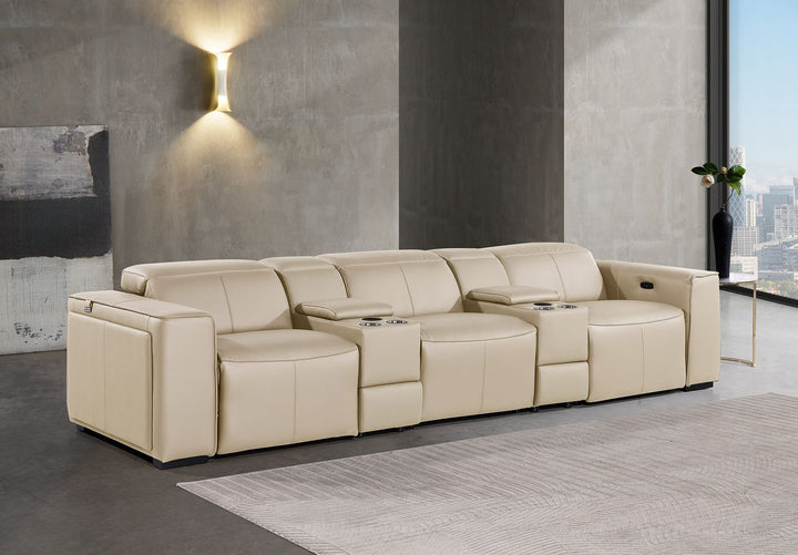 1224 - 5-Piece Modular Power Reclining Sofa In With 3 Power Recliners & Power Headrests