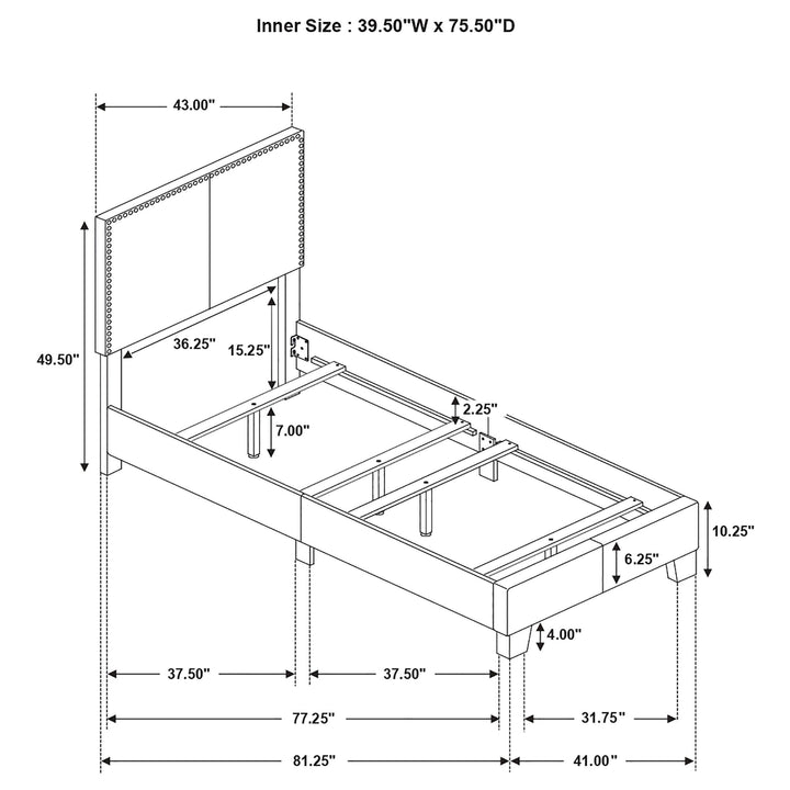 Boyd Upholstered Twin Panel Bed Ivory