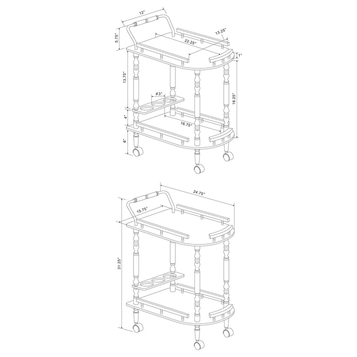 Palmer 2-tier Rectangular Wood Bar Cart Merlot