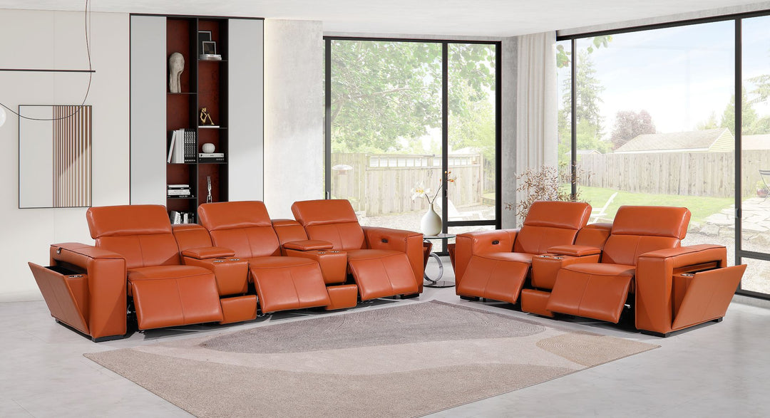 1224 - 8-Piece Modular Power Reclining Sofa &amp; Loveseat Set In With 5 Power Recliners &amp; Power Headrests