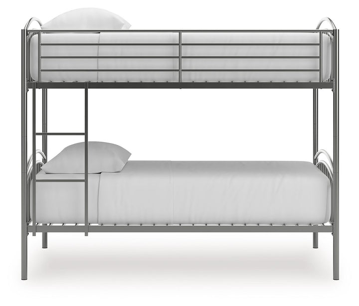Lanceburg - 3 Pc. - Twin Over Twin Bunk Bed And 2 Mattresses - Gray