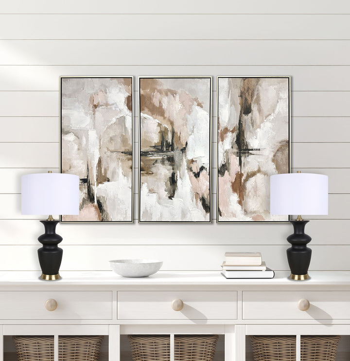 "Elegance Radiance" Ceramic Table Lamp (Set of 2) - Black / Soft Gold