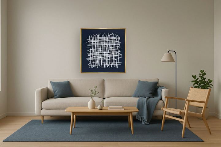 Ivory Tangle Lattice - 39" x 39" Framed Wall Art