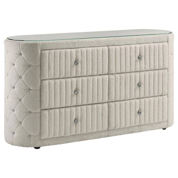 Sonya 4-piece Upholstered Eastern King Bedroom Set Ivory