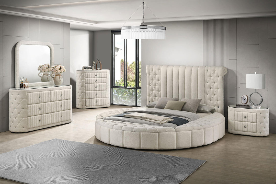 Sonya 2-drawer Upholstered Nightstand Bedside Table Ivory
