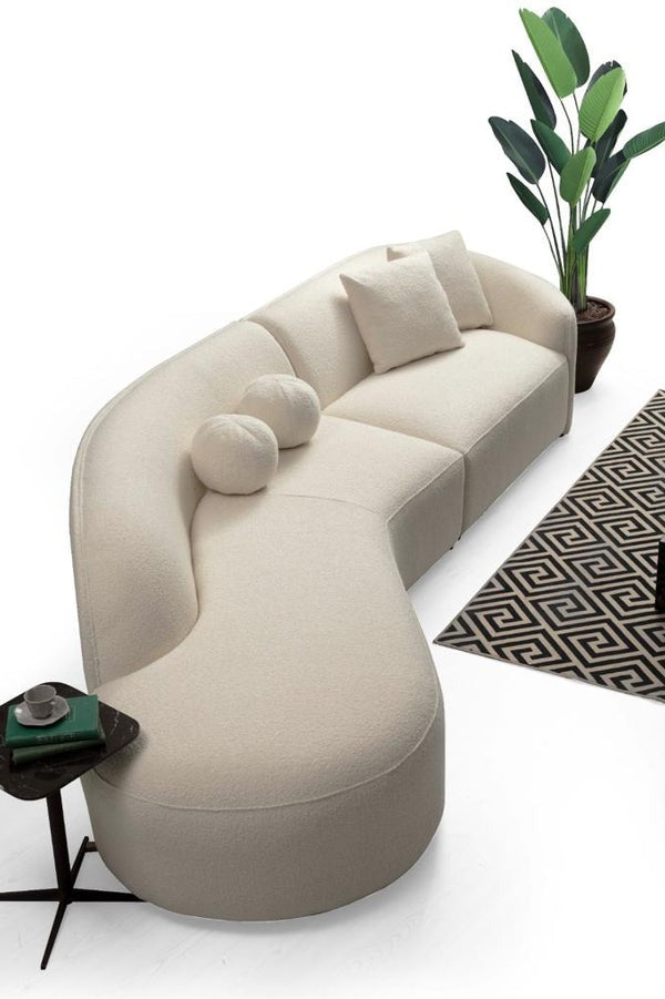 Cloe Ivory Boucle Curved 134" LAF Sectional[ETA: 8/25]
