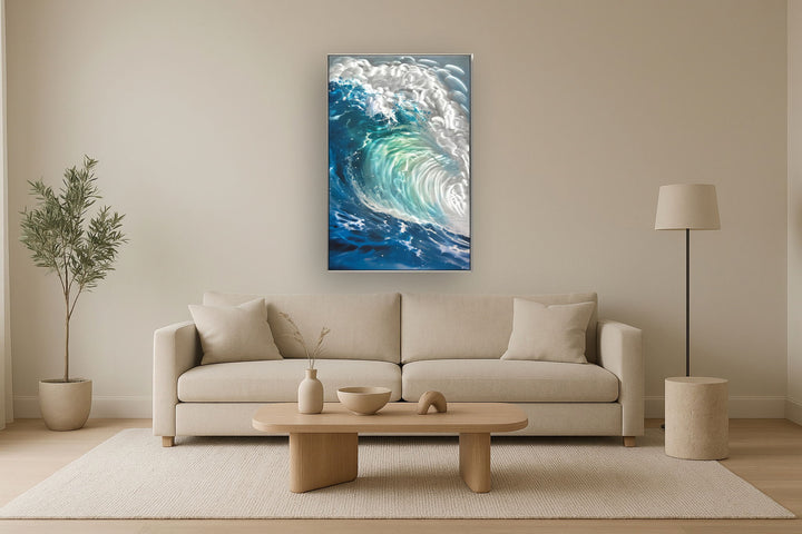 Cerulean Surge - 32" x 47" Framed Wall Art