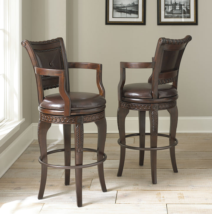 Antoinette - PU Swivel Bar Chair (Set of 2) - Dark Brown