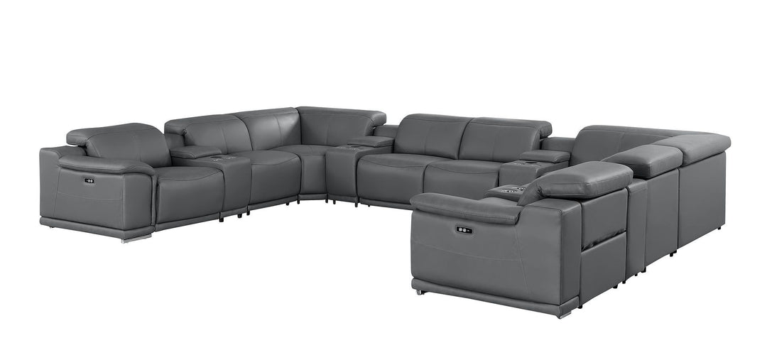 2679 - 12-Piece U-Shaped Power Reclining Sectional In Genuine Leather (4 Recliners)