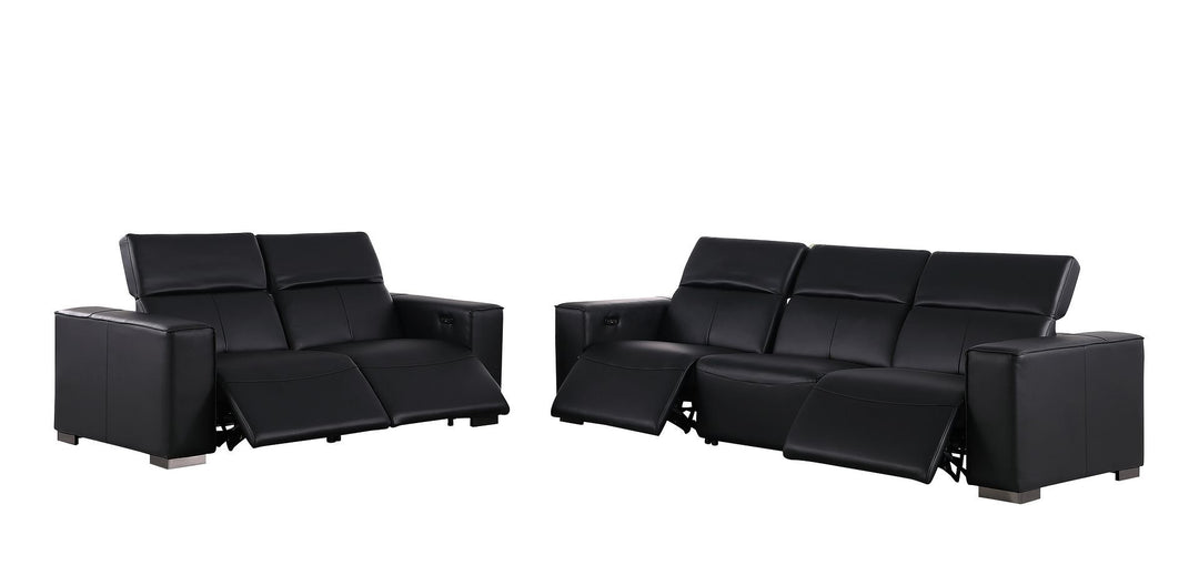 1208 - Leather Reclining Set (Sofa &amp; Loveseat With Four Power Recliners)