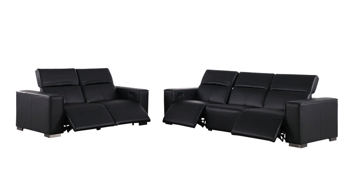 1208 - Leather Reclining Set (Sofa &amp; Loveseat With Four Power Recliners)