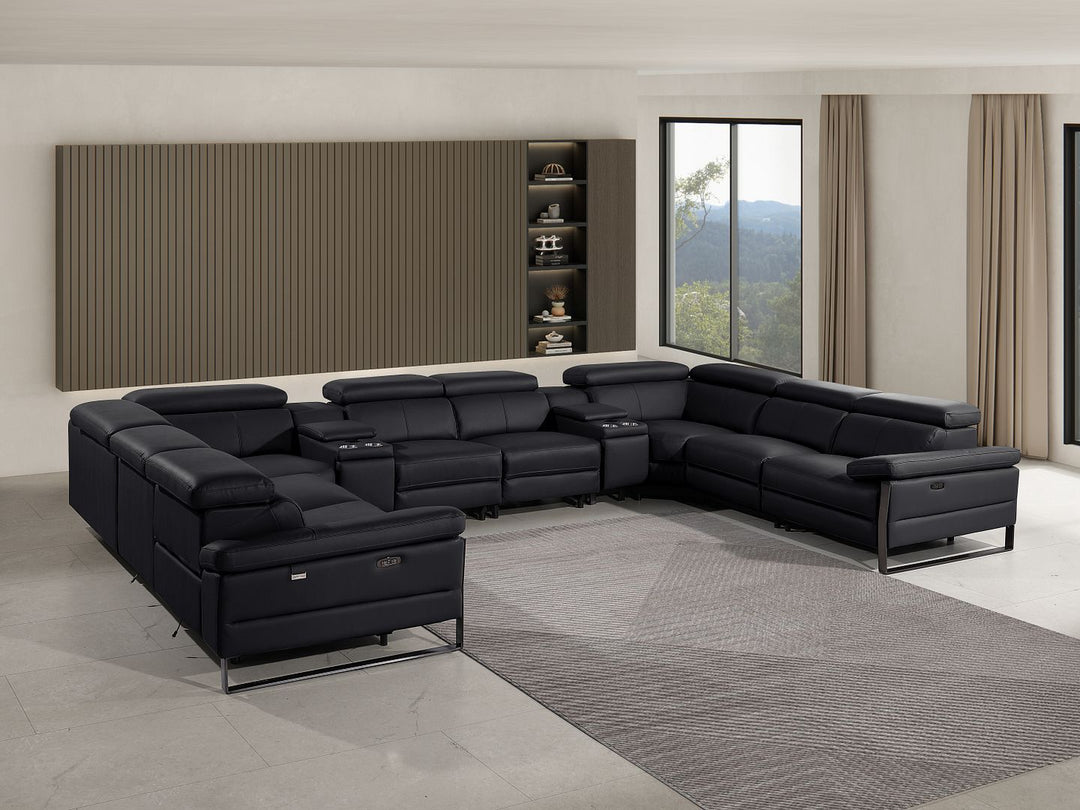 1246 - 10-Piece U-Shaped Modular Power Reclining Sectional With 4 Power Recliners And Power Headrests