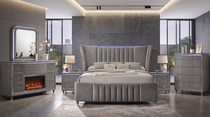 Cleopatra Grey 4PC OR 5PC Set - Queen, King