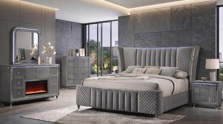 Cleopatra Grey 4PC OR 5PC Set - Queen, King