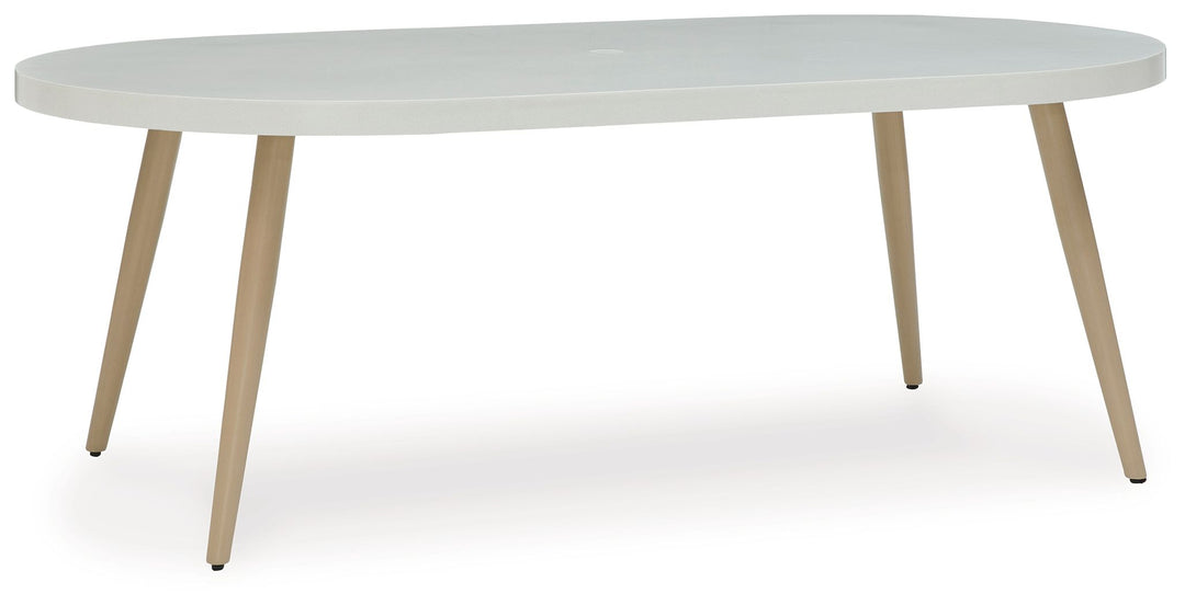 Seton Creek - White - Oval Dining Table With Umb Opt