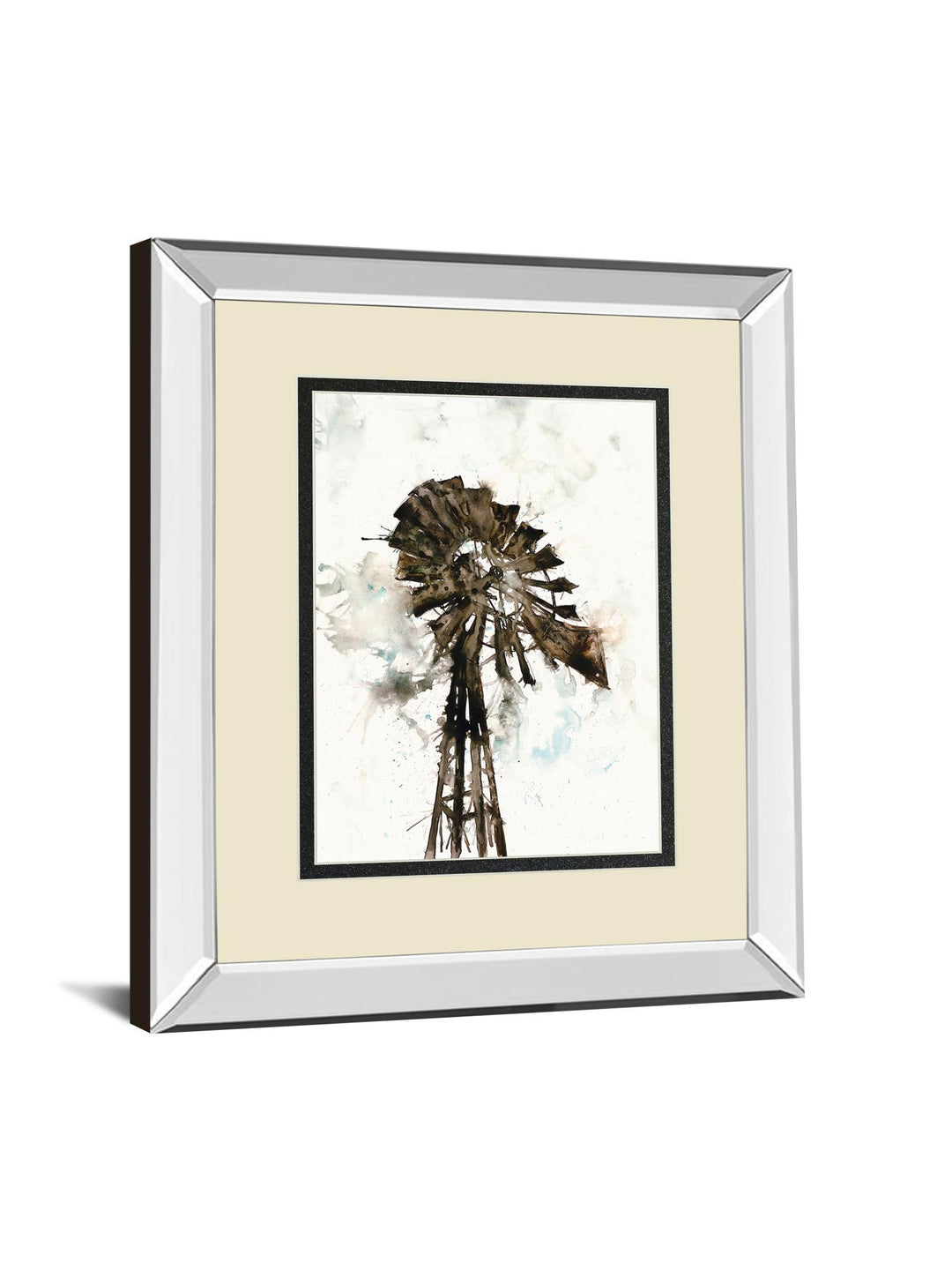 Watercolor Windmill By White Ladder - Mirror Framed Print Wall Art - Black