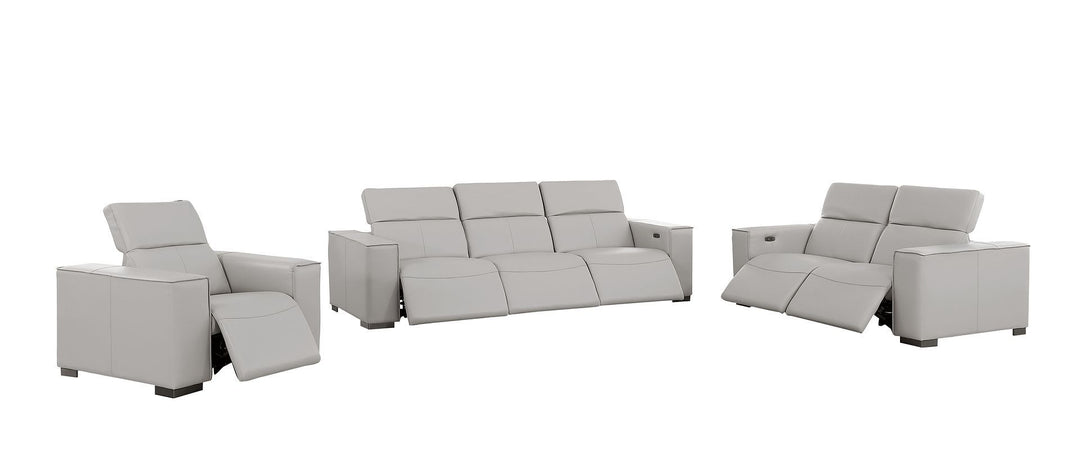 1208 - Leather Reclining Set (Sofa, Loveseat &amp; Chair With 6 Power Recliners)