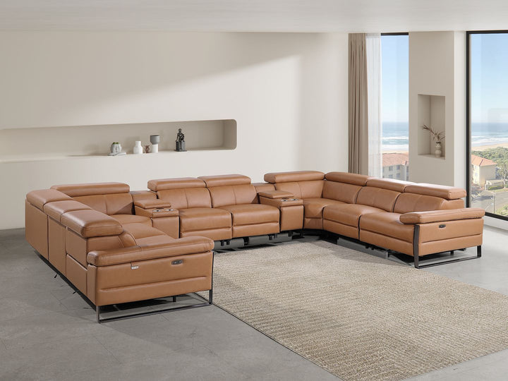 1246 - 10-Piece U-Shaped Modular Power Reclining Sectional With 4 Power Recliners And Power Headrests