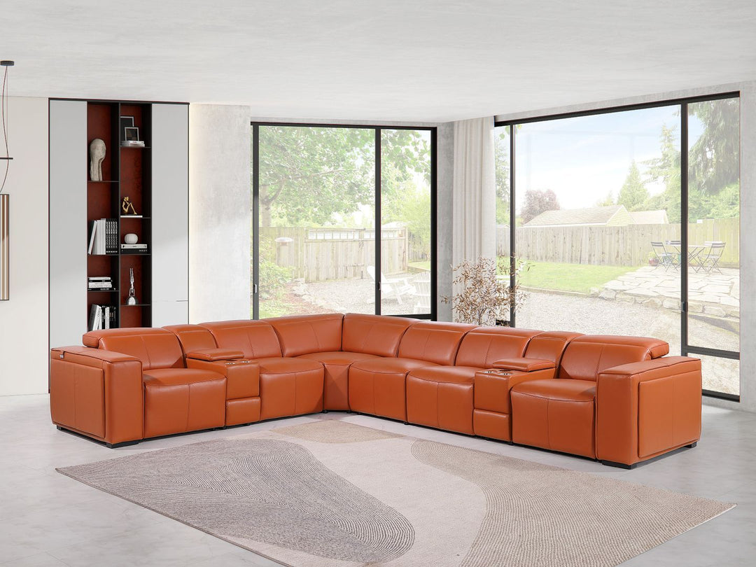 1224 - 8-Piece L-Shaped Sectional Sofa In With 4 Power Recliners & Power Headrests