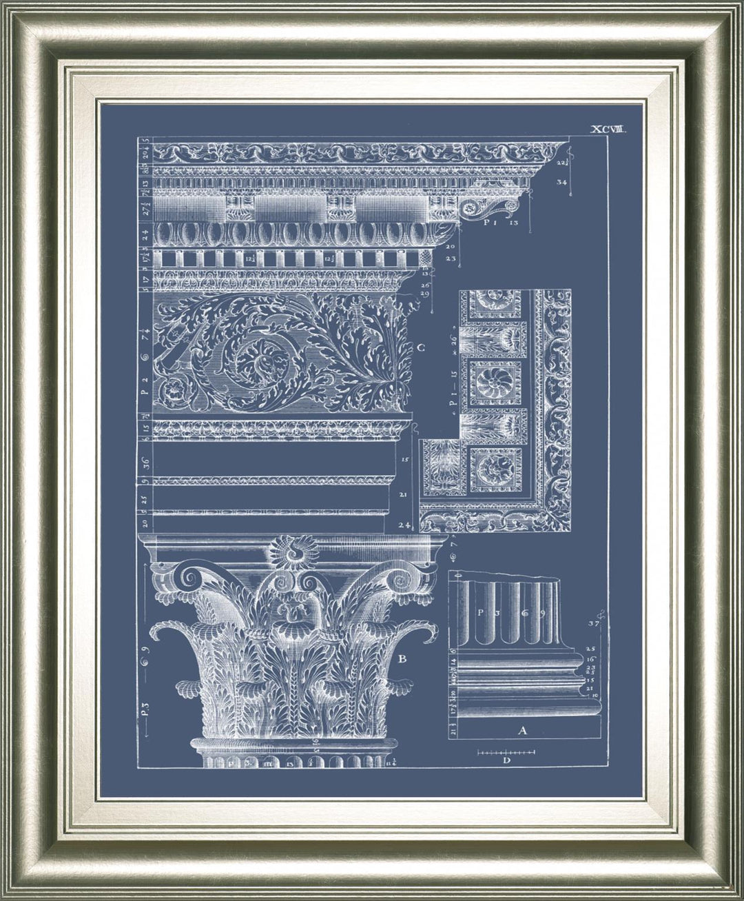 22x26 Column &amp; Cornice Blueprint II By Vision Studio - Blue