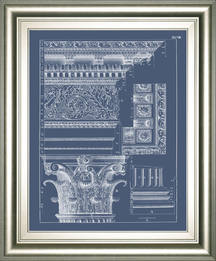 22x26 Column &amp; Cornice Blueprint II By Vision Studio - Blue