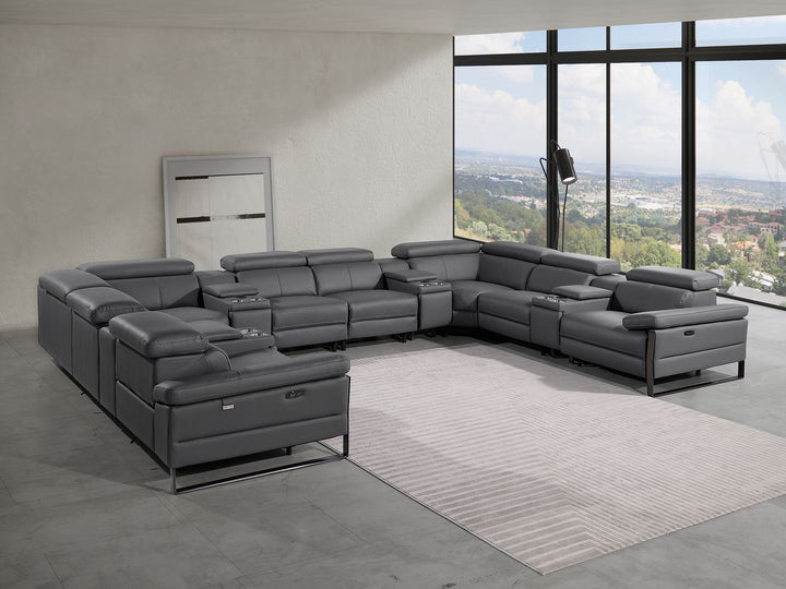 1246 - 12-Piece U-Shaped Modular Power Reclining Sectional With 4 Power Recliners And Power Headrests