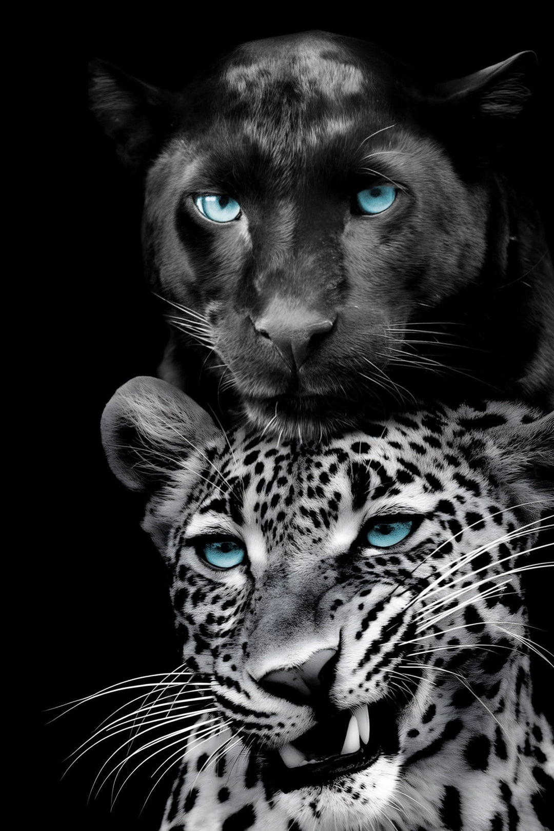 Azure Gaze Duo - 40" x 60" Framed Wall Art - Black