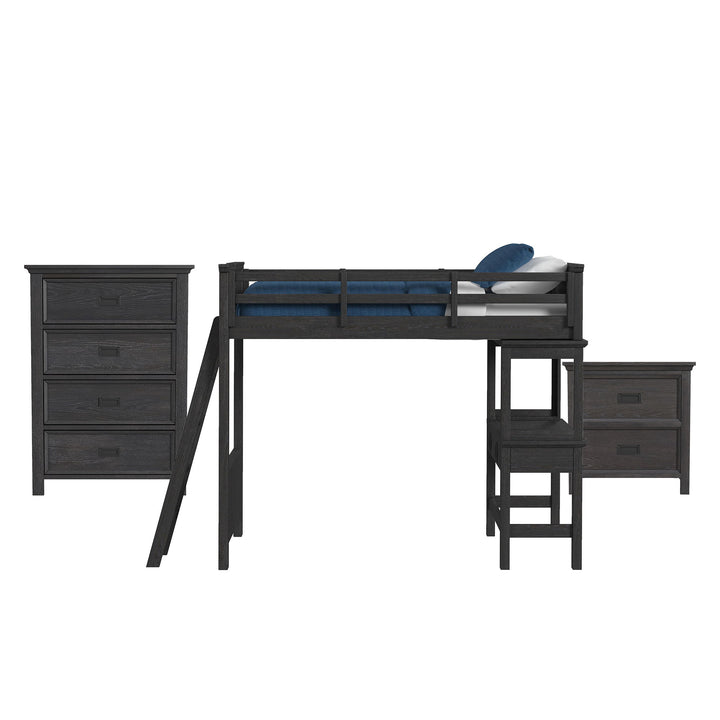 Hampton Kids - Loft With Ladder And Desk With Speaker Bedroom Set