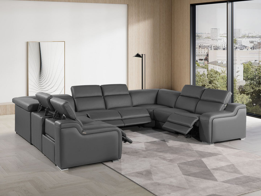 1116 - 8-Piece U-Shaped Sectional Sofa In With 4 Power Recliners &amp; Power Headrests