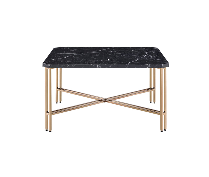 Daxton - Faux Marble Top Square Cocktail Table - Black