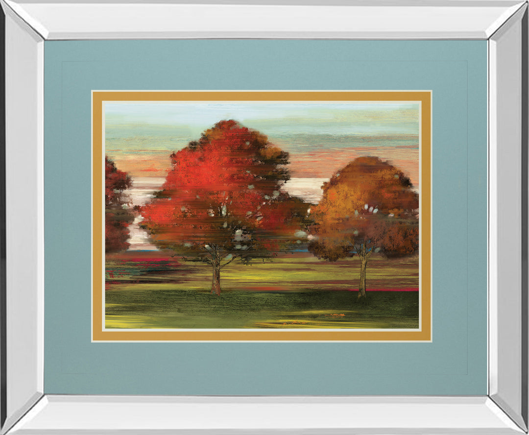 Tress In Motion By Alison Pearce - Mirror Framed Print Wall Art - Red