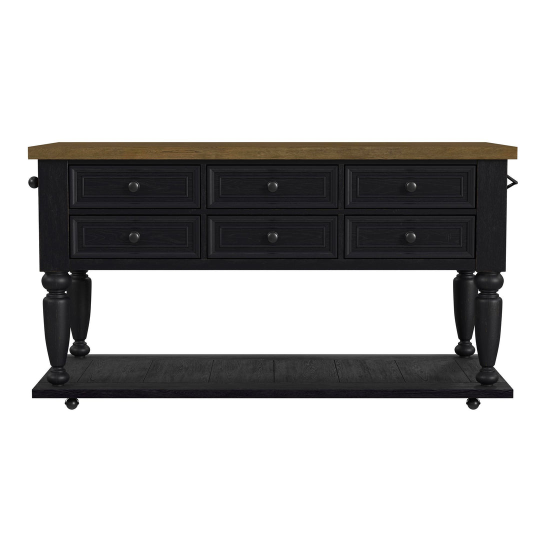 Heritage &amp; Home - Kitchen Island With Casters - Oak Brown And Black
