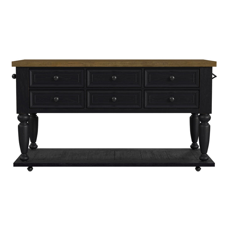 Heritage &amp; Home - Kitchen Island With Casters - Oak Brown And Black