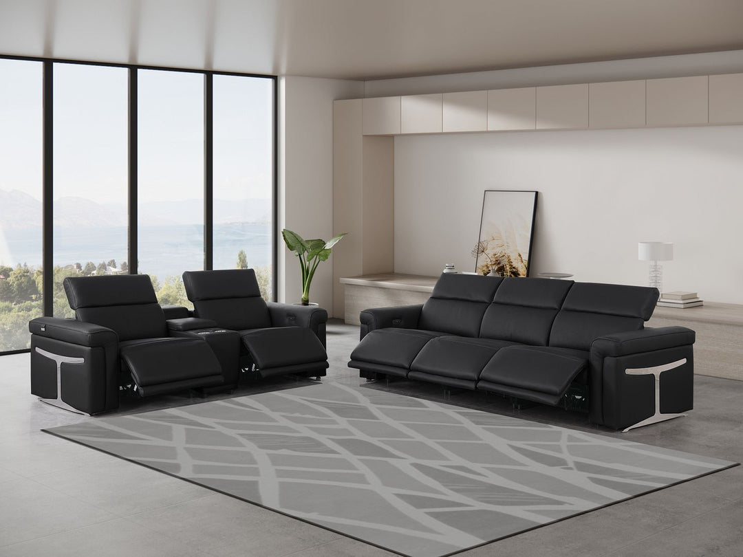 1126 - 6-Piece Modular Power Reclining Sofa And Console Loveseat Set In With 5 Power Recliners &amp; Power Headrests
