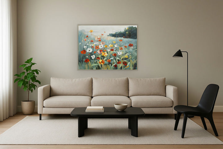 Morning Meadow - 36" x 47" Framed Wall Art - Dark Gray