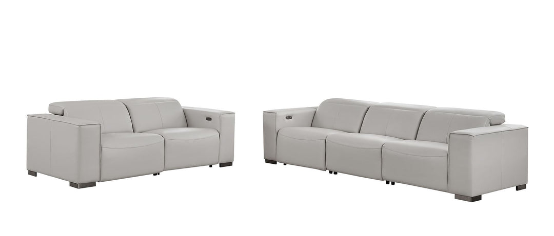1208 - Leather Reclining Set (Sofa &amp; Loveseat With 4 Power Recliner)