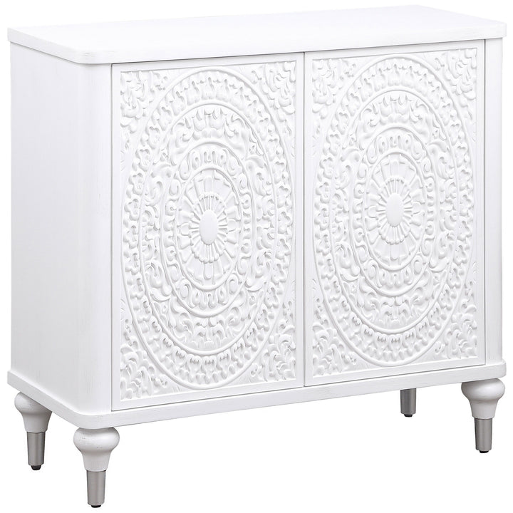 Cardella - 2 Door Mandala Accent Cabinet - Distressed White