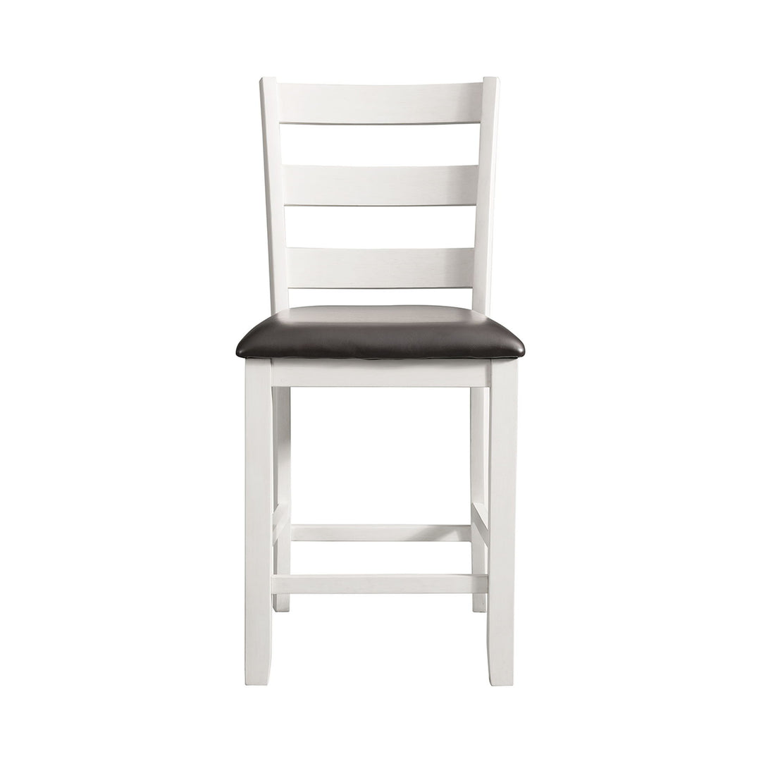 Martin - Counter Side Chair With Black PU (Set of 2) - White Finish