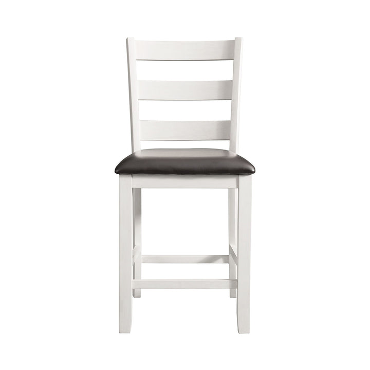 Martin - Counter Side Chair With Black PU (Set of 2) - White Finish