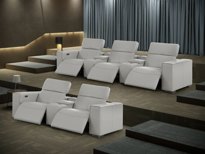 1208 - Modular Leather Sofa Loveseat With 6 Recliners And Power Headrests