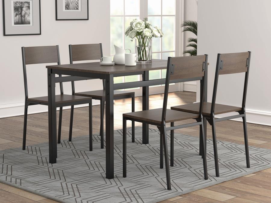 Lana - 5 Piece Rectangular Dining Set - Dark Brown And Black