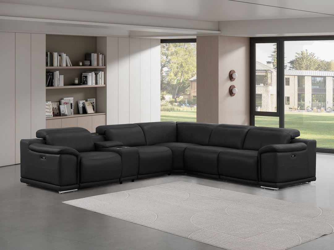 2679 - 6-Piece L-Shaped Power Reclining Sectional In Genuine Leather (3 Recliners)