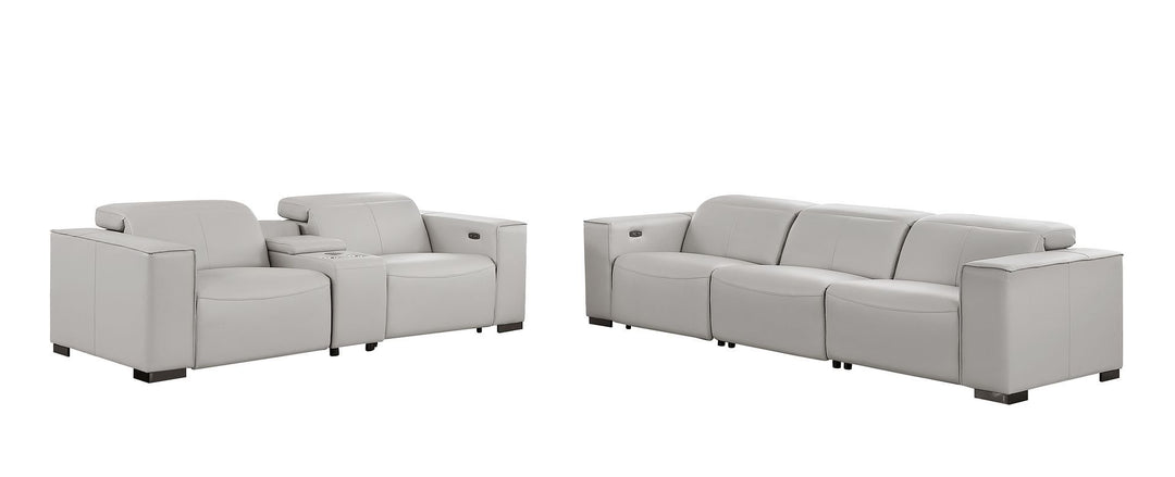1208 - Leather Reclining Set (Sofa &amp; Loveseat With 5 Power Recliners)