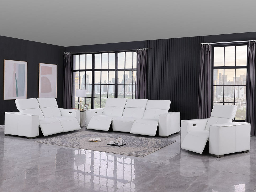 1208 - Leather Reclining Set (Sofa, Loveseat &amp; Chair With 5 Power Recliners)
