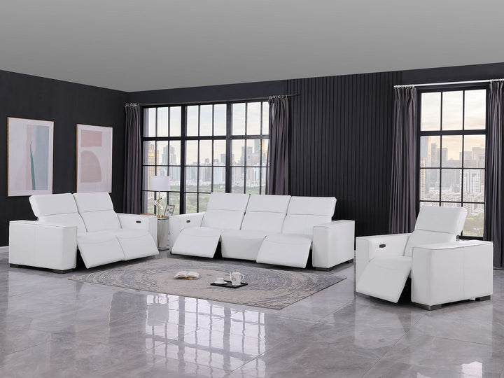 1208 - Leather Reclining Set (Sofa, Loveseat &amp; Chair With 5 Power Recliners)